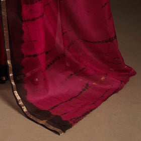 Red - kota doria silk tie-dye shibori saree 14 - handcrafted