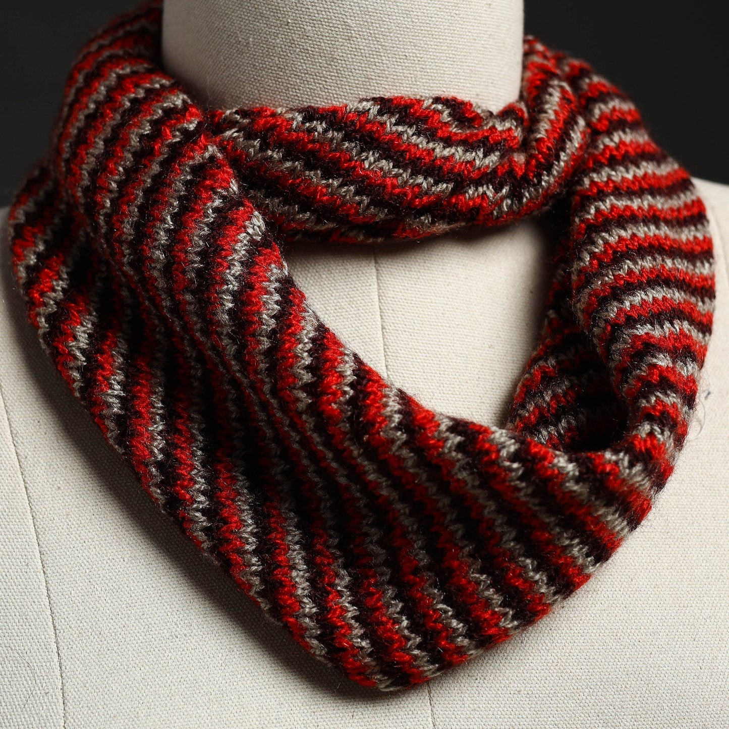  Red Kumaun Hand Knitted Woolen Neck Warmer