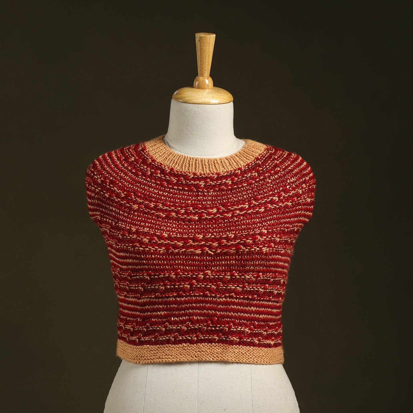 Red - kumaun hand knitted woollen cowl 16 - handcrafted