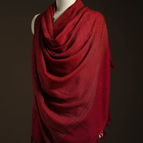 Red - kumaun handwoven merino wool shawl for women 27