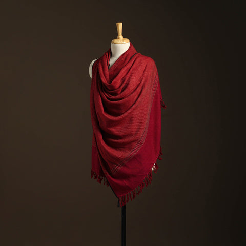 Red - kumaun handwoven merino wool shawl for women 27