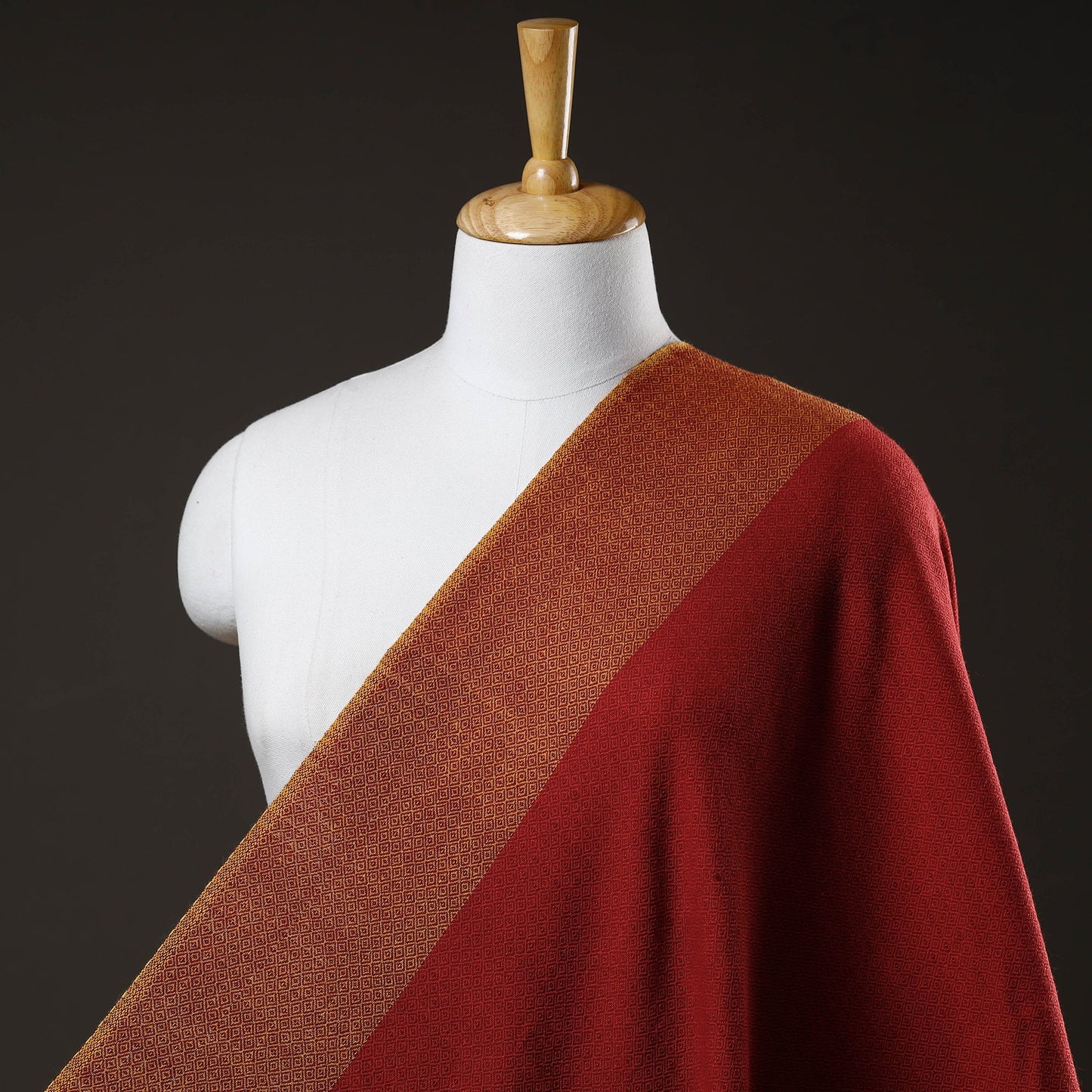 Red Kumaun Handwoven Merino Woollen Fabric