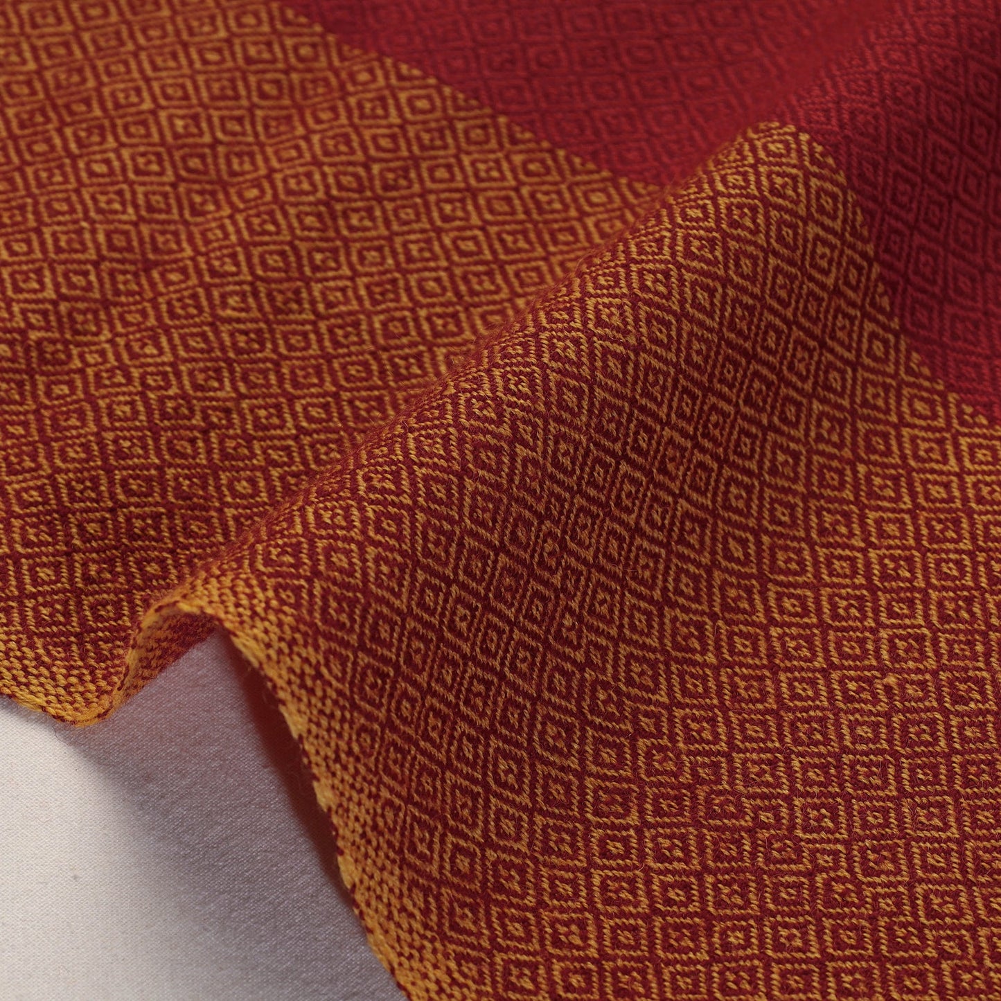 Red Kumaun Handwoven Merino Woollen Fabric