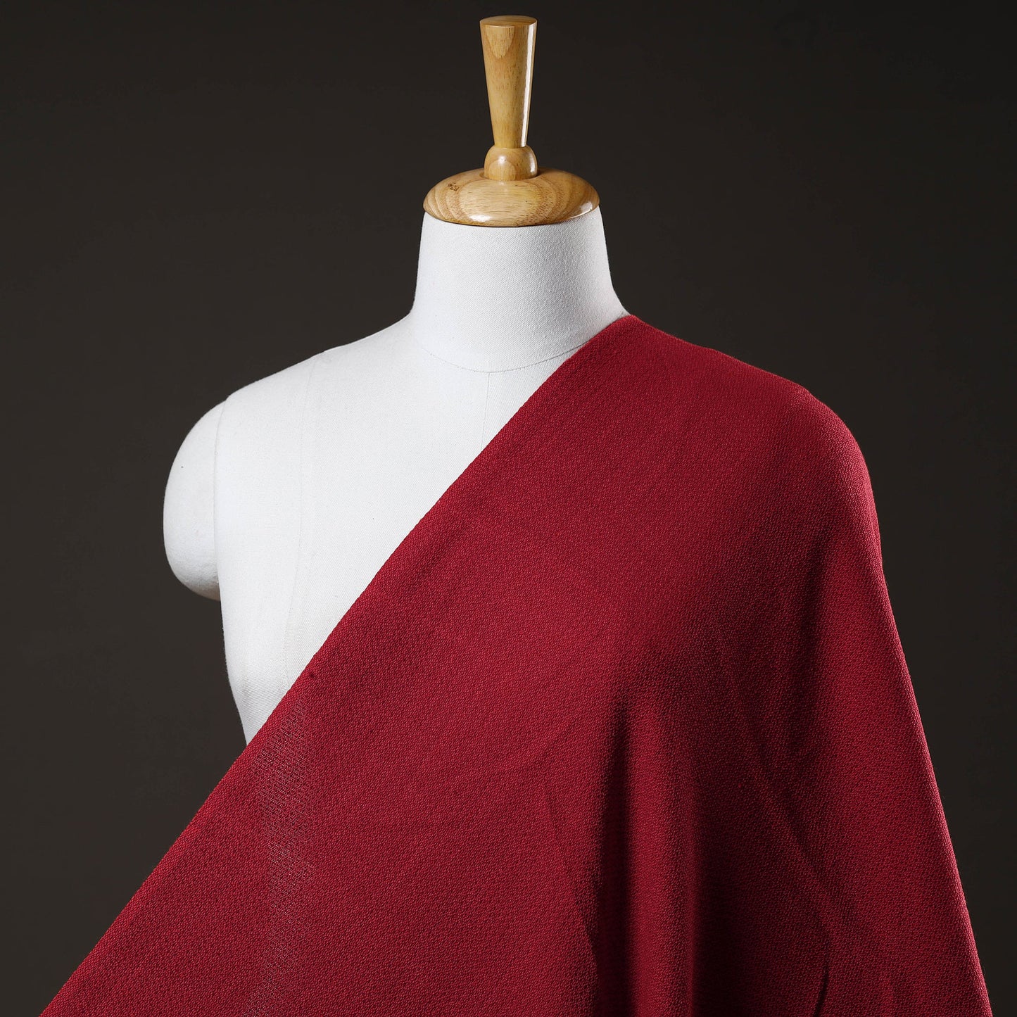 Red - Kumaun Handwoven Merino Woollen Fabric 12