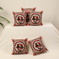 Red - kutch aari hand embroidery cushion cover (set of 5)