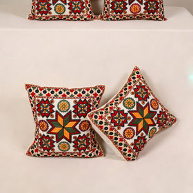 Red - kutch aari hand embroidery cushion cover (set of 5)