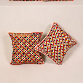 Red - kutch aari hand embroidery cushion cover (set of 5)