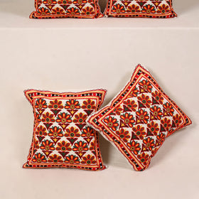 Red - kutch aari hand embroidery cushion cover (set of 5)