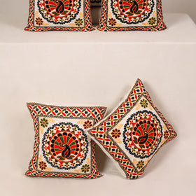 Red - kutch aari hand embroidery cushion cover (set of 5)