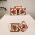 Red - kutch aari hand embroidery cushion cover (set of 5)
