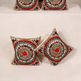 Red - kutch aari hand embroidery cushion cover (set of 5)