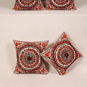 Red - kutch aari hand embroidery cushion cover (set of 5)