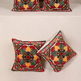 Red - kutch aari hand embroidery cushion cover (set of 5)