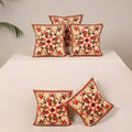 Red - kutch aari hand embroidery cushion cover (set of 5)
