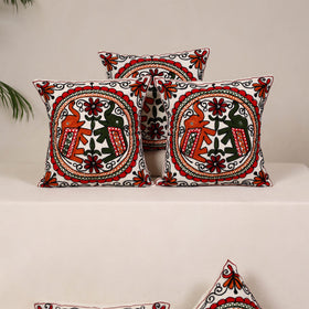 Red - kutch aari hand embroidery cushion cover (set of 5)