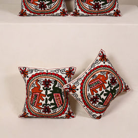 Red - kutch aari hand embroidery cushion cover (set of 5)
