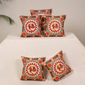 Red - kutch aari hand embroidery cushion cover (set of 5)