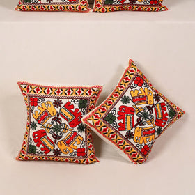 Red - kutch aari hand embroidery cushion cover (set of 5)