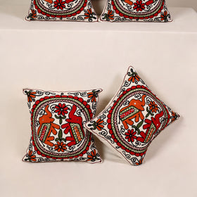 Red - kutch aari hand embroidery cushion cover (set of 5)