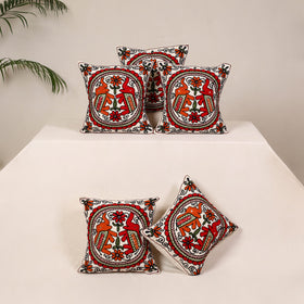 Red - kutch aari hand embroidery cushion cover (set of 5)