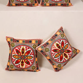 Red - kutch aari hand embroidery cushion cover (set of 5)