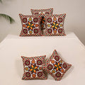 Red - kutch aari hand embroidery cushion cover (set of 5)