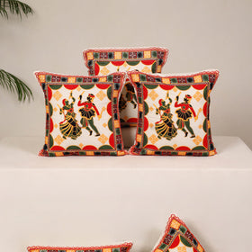 Red - kutch aari hand embroidery cushion cover (set of 5)