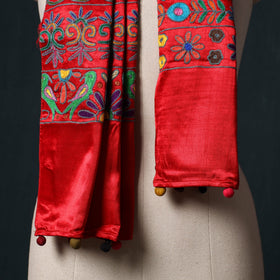 Kutch aari hand embroidery mashru silk stole 43