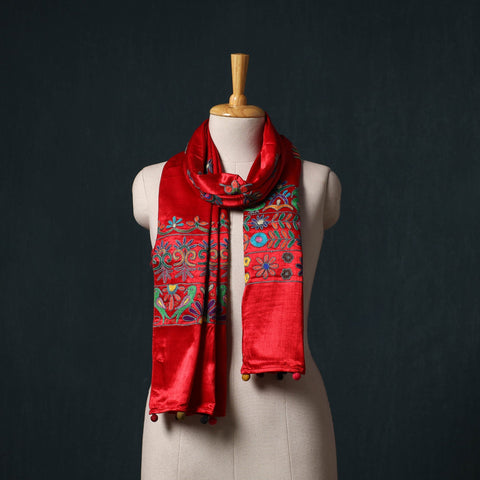 Kutch aari hand embroidery mashru silk stole 43