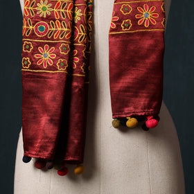Kutch aari hand embroidery mashru silk stole 50