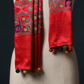 Kutch aari hand embroidery mashru silk stole 52