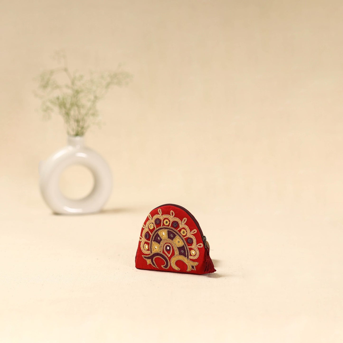 Kutch ahir hand embroidered coin pouch 120 - handcrafted