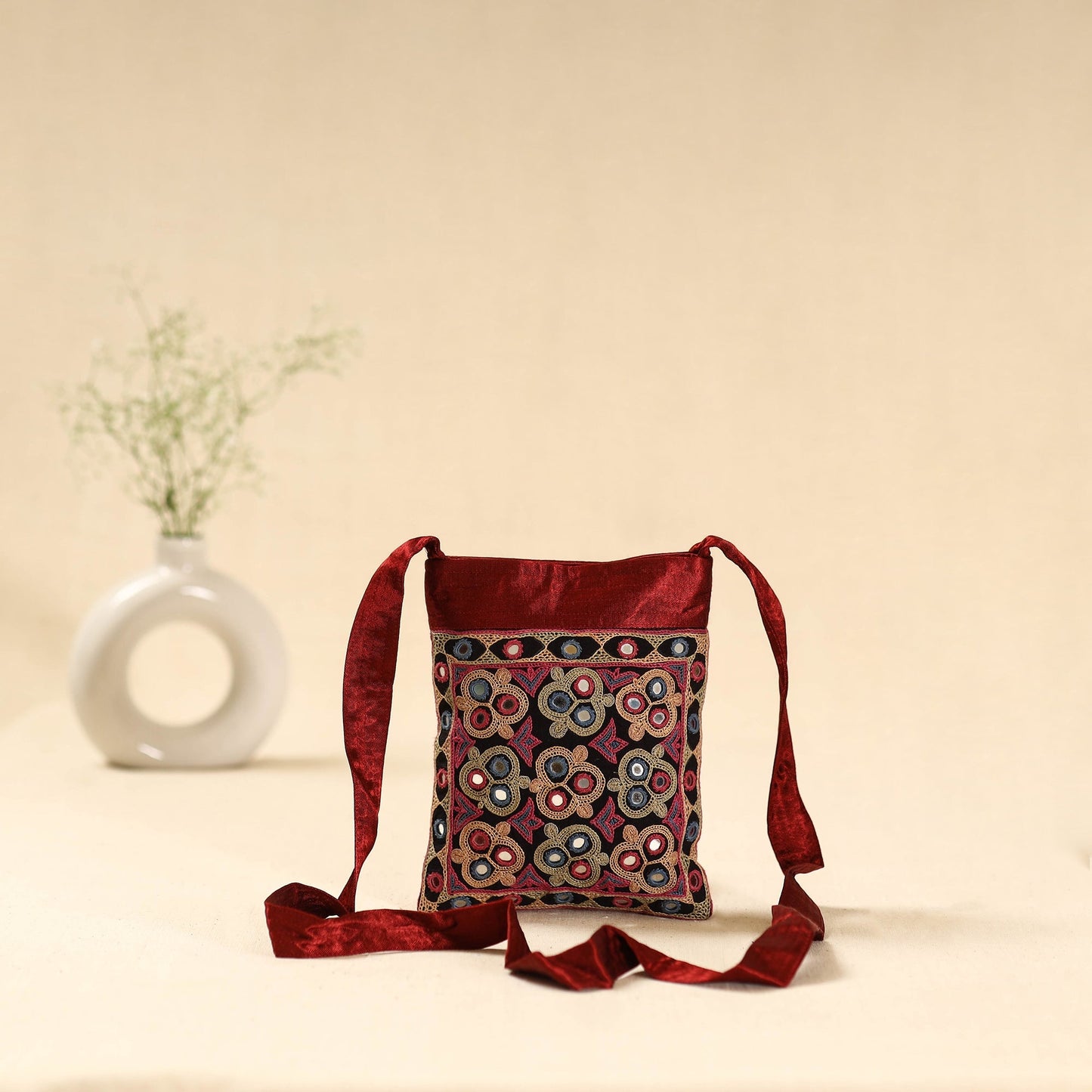 Kutch ahir hand embroidered sling bag 37 - handcrafted