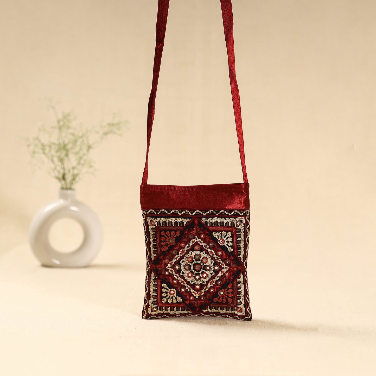 Kutch ahir hand embroidered sling bag 41 - handcrafted