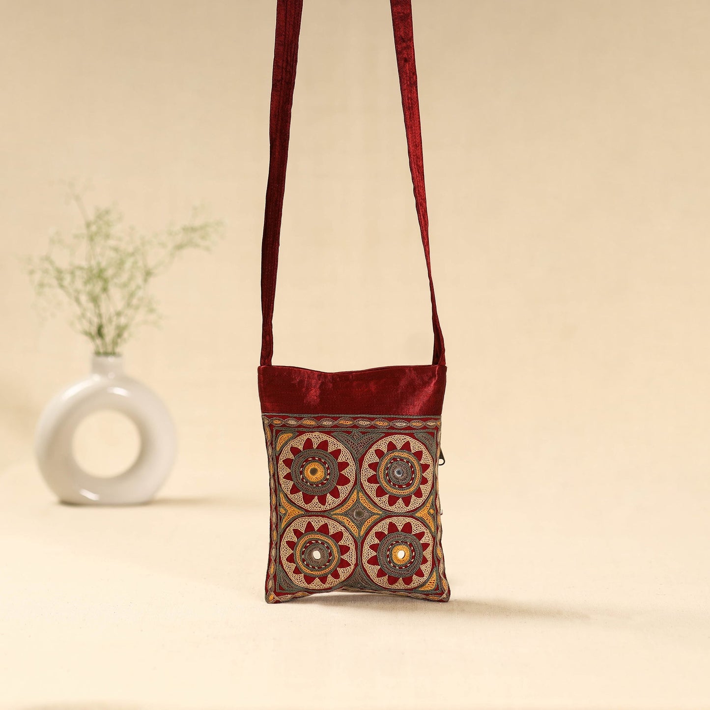 Kutch ahir hand embroidered sling bag 42 - handcrafted