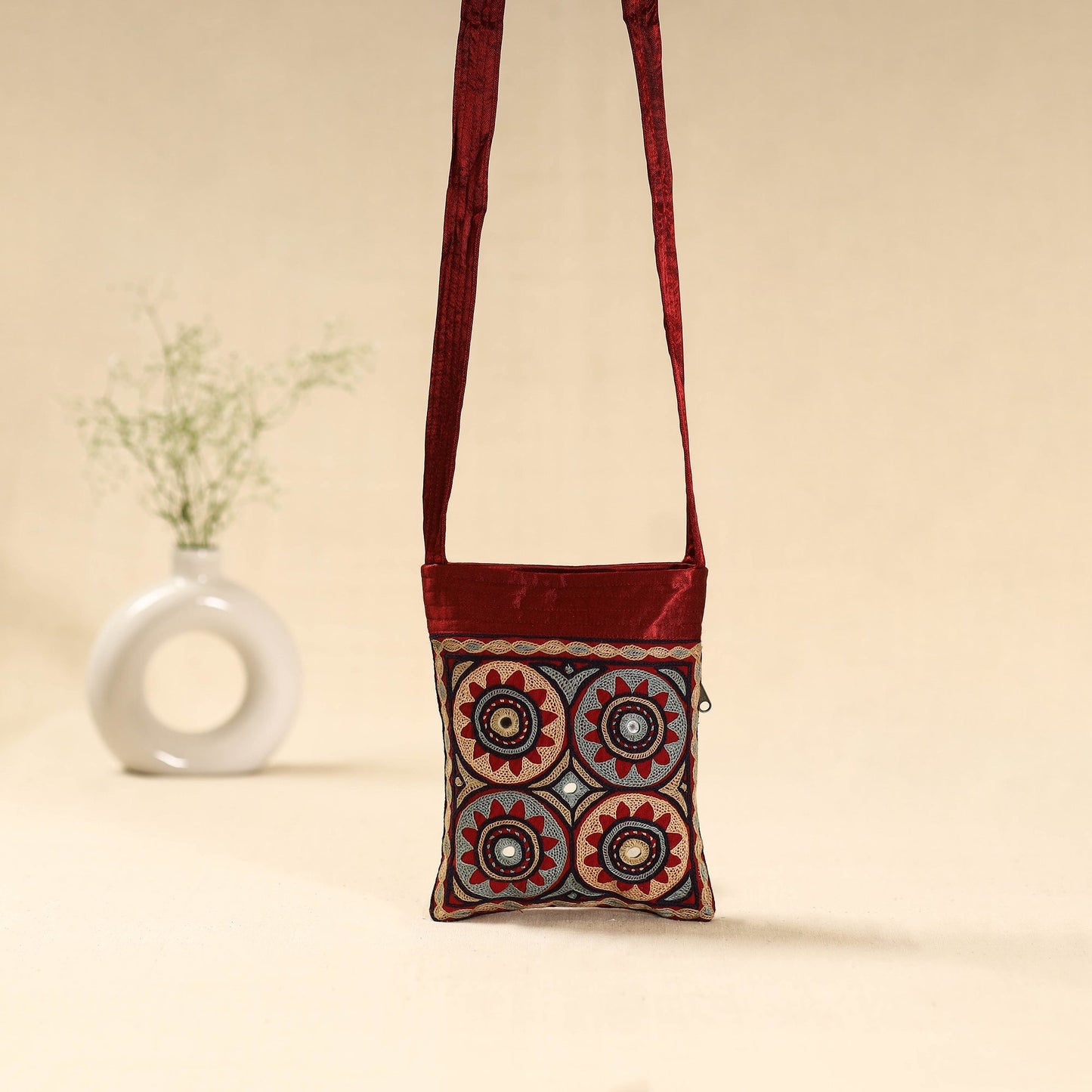 Kutch ahir hand embroidered sling bag 43 - handcrafted