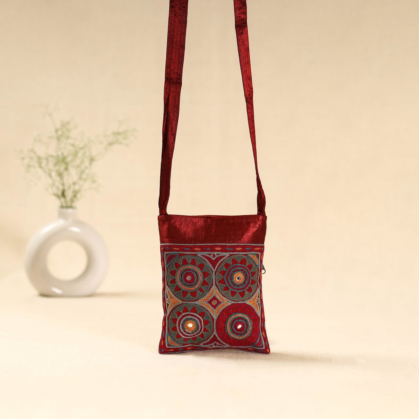 Kutch ahir hand embroidered sling bag 44 - handcrafted