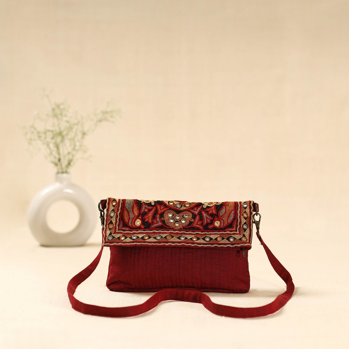 Kutch ahir hand embroidered sling bag 77 - handcrafted