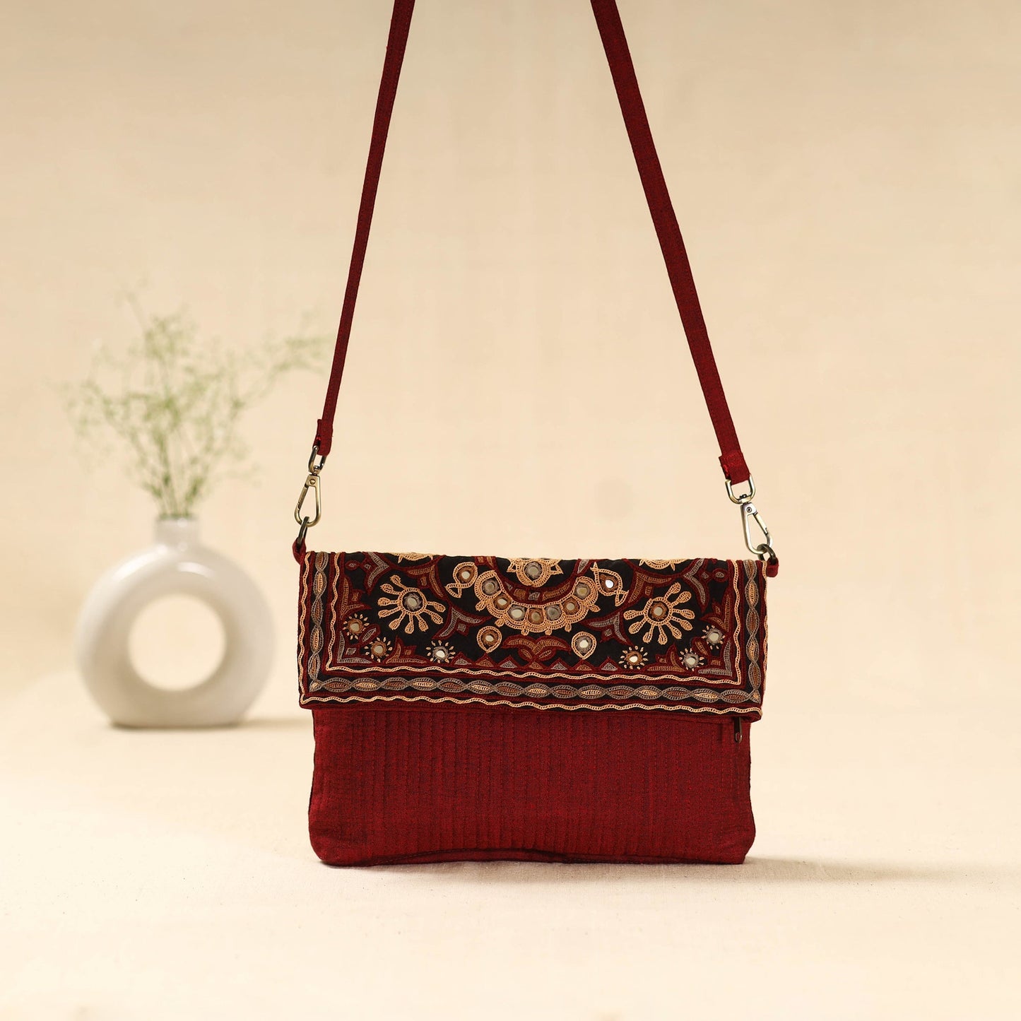 Kutch ahir hand embroidered sling bag 79 - handcrafted