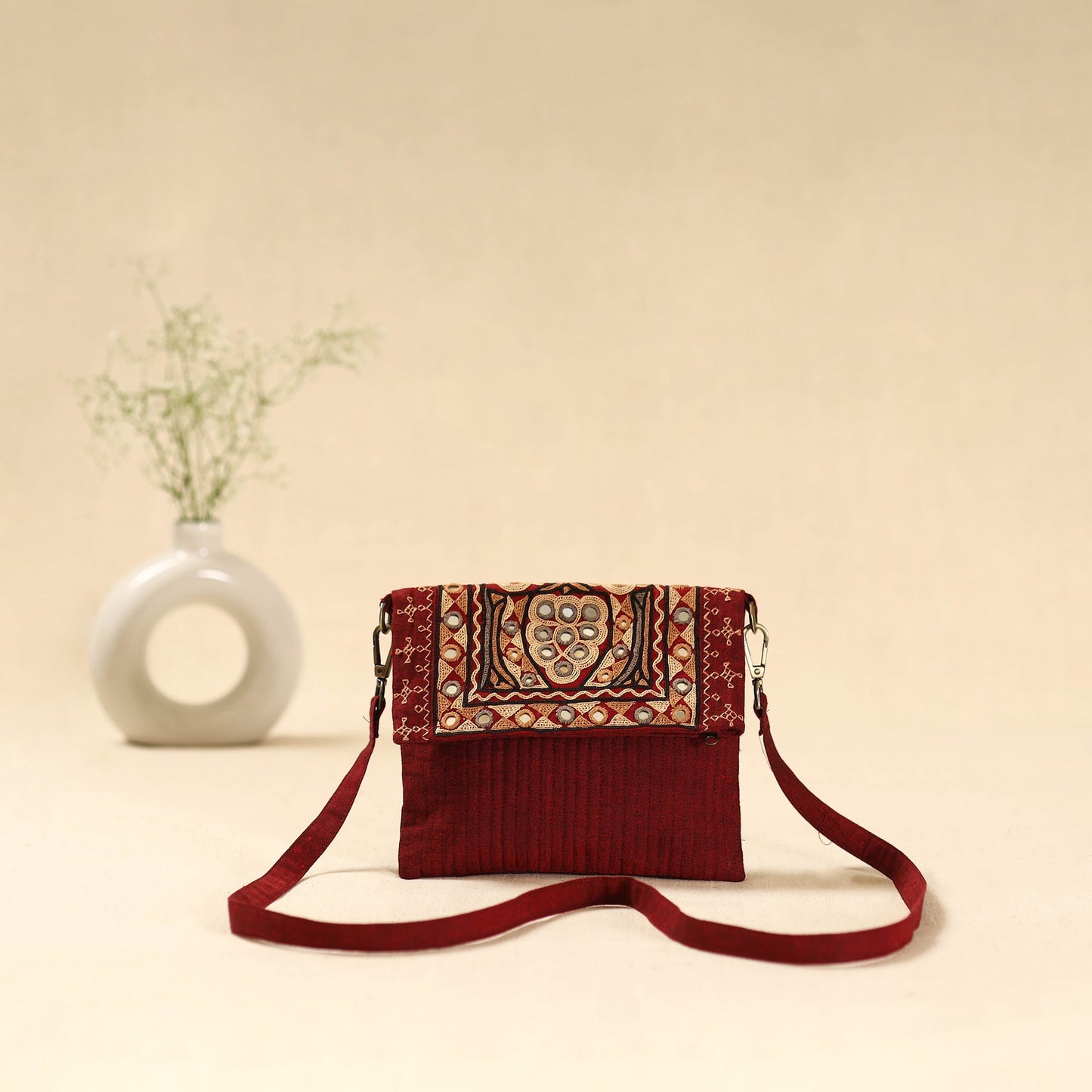 Kutch ahir hand embroidered sling bag 88 - handcrafted