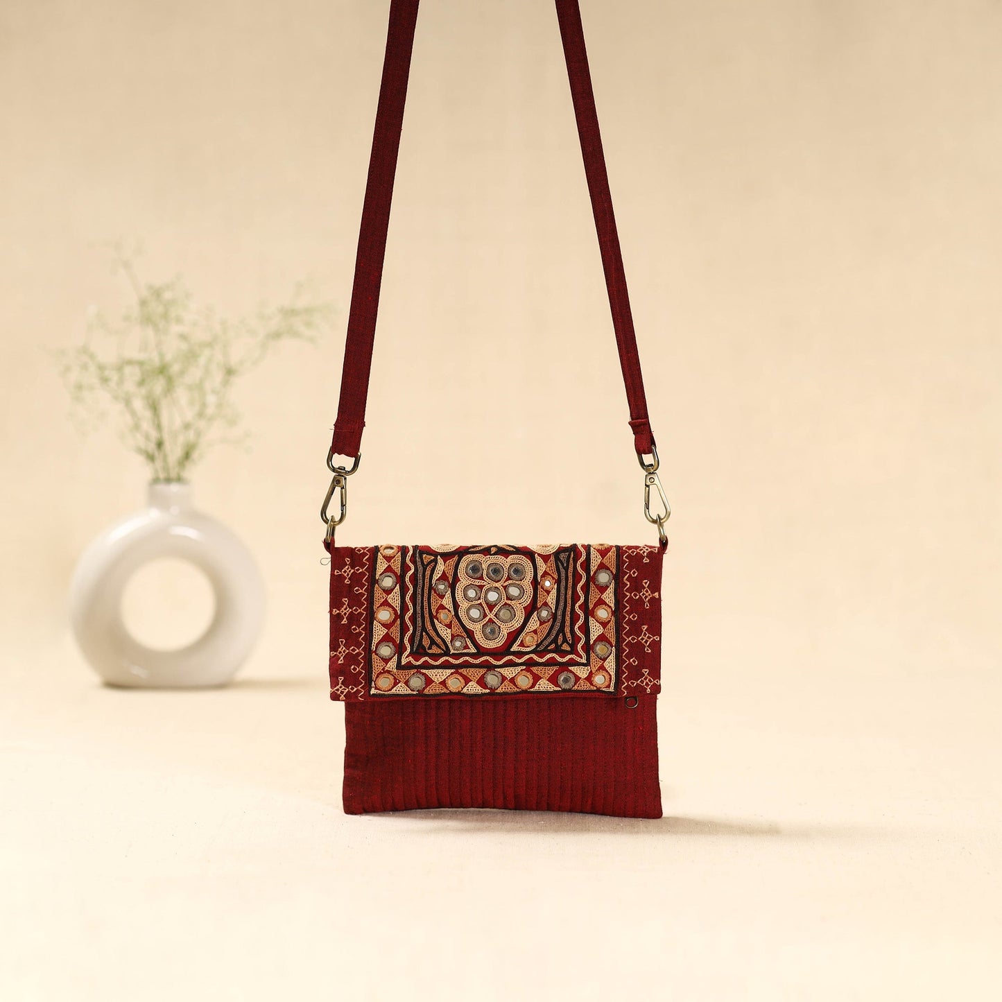Kutch ahir hand embroidered sling bag 88 - handcrafted