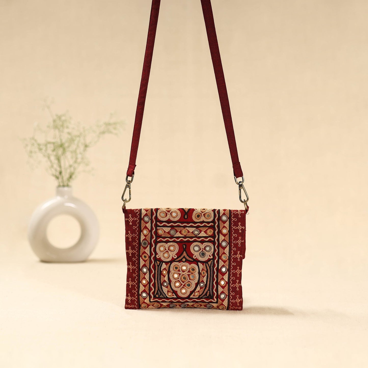 Kutch ahir hand embroidered sling bag 88 - handcrafted