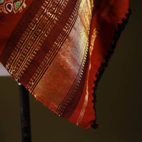 Red - kutch ahir hand embroidery mirror work woollen shawl