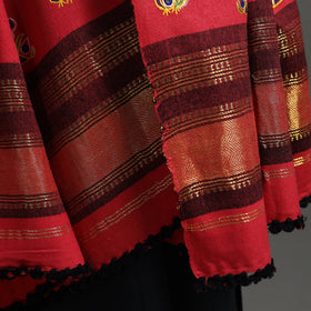  Red Kutch Ahir Hand Embroidery Woollen Shawl