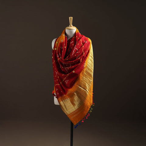 Kutch bandhani handwoven merino wool shawl 39 - handcrafted