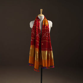 Kutch bandhani handwoven merino wool shawl 39 - handcrafted