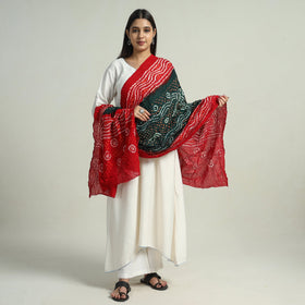 Buy Red Kutch Bandhani Tie-Dye Cotton Dupatta