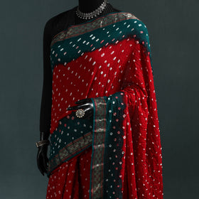 Kutch bandhani tie-dye cotton saree with blouse piece 06