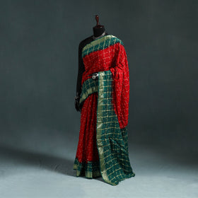 Kutch bandhani tie-dye cotton saree with blouse piece 21
