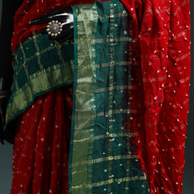 Kutch bandhani tie-dye cotton saree with blouse piece 21